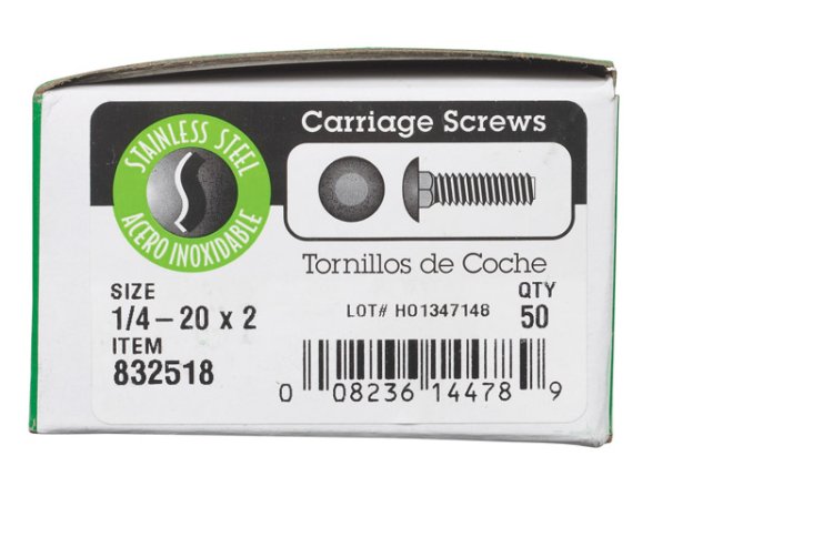 (image for) 1/4 in. Dia. x 2 in. L Stainless Steel Carriage Bolt 50