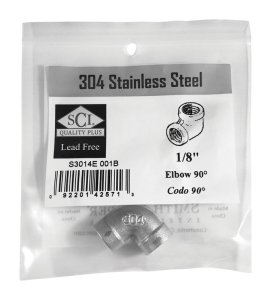 (image for) 1/8 in. FPT x 1/8 in. Dia. FPT Stainless Steel 90 D