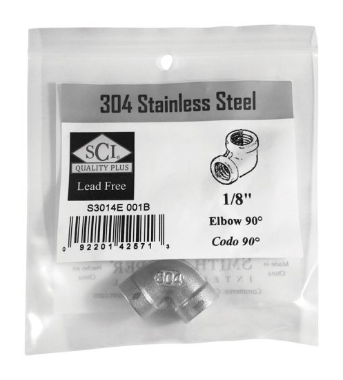 (image for) 1/8 in. FPT x 1/8 in. Dia. FPT Stainless Steel 90 D