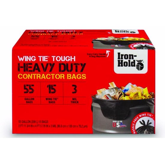 (image for) 55 gal Contractor Bags Wing Ties 15 pk