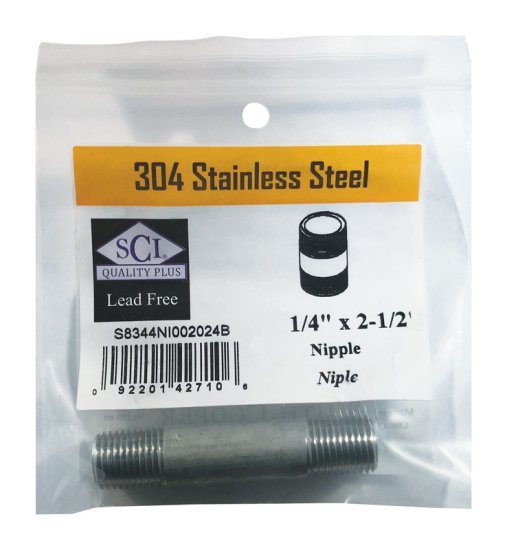 (image for) 1/4 in. MPT x 2-1/2 in. L Stainless Steel Nipple