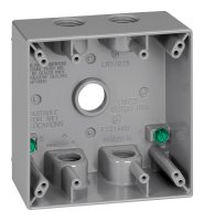 (image for) 4-1/2 in. Square Metallic 2 gang Weatherproof Box 5 Hole