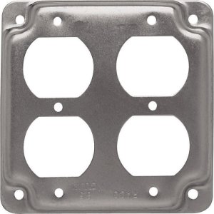 (image for) Square Steel 2 gang Box Cover For 2 Duplex Receptacles