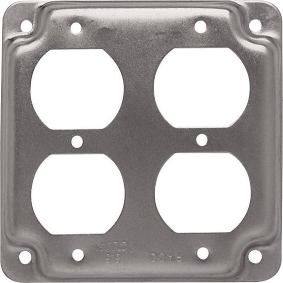 (image for) Square Steel 2 gang Box Cover For 2 Duplex Receptacles