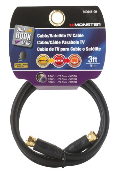 (image for) CABLE COAX RG6 3' BLACK