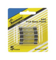 (image for) 7.5 amps AGC Glass Tube Fuse 5 pk