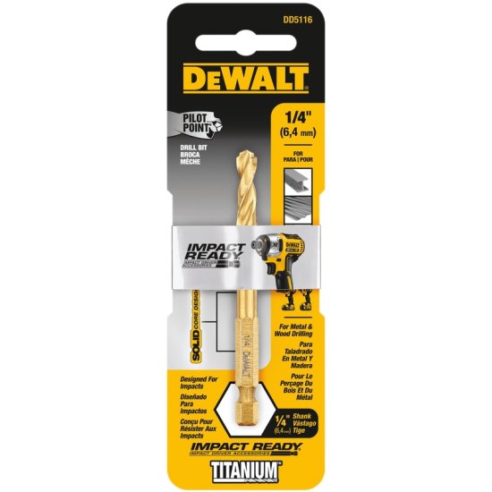 (image for) DeWalt Impact Ready 1/4 in. X 3-13/64 in. L High Speed Steel Dri