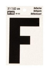 (image for) 3 in. Reflective Black Vinyl Self-Adhesive Letter F 1 pc.