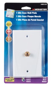 (image for) White 1 gang Plastic Coaxial Wall Plate