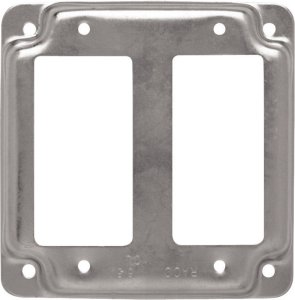 (image for) Square Steel 2 gang Box Cover For 2 GFCI Receptacles