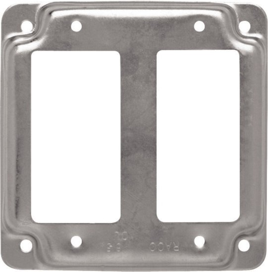 (image for) Square Steel 2 gang Box Cover For 2 GFCI Receptacles