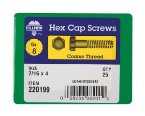 (image for) 7/16 in. Dia. x 4 in. L Heat Treated Steel Hex Head Cap