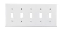 (image for) White 5 gang Plastic Toggle Wall Plate 1 pk