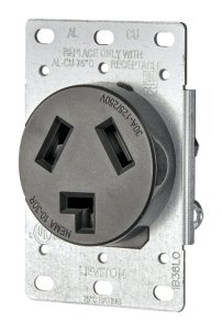 (image for) 30 amps 125/250 volt Black Outlet 10-30R 1 pk