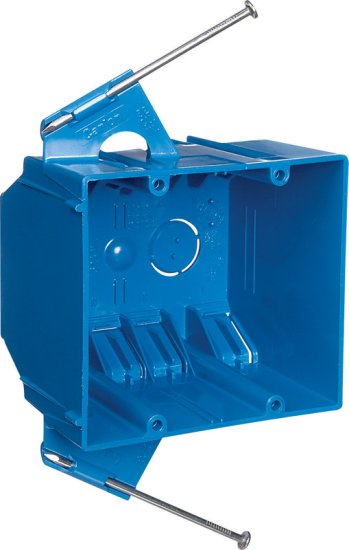 (image for) 3-3/4 in. Rectangle PVC 2 gang Outlet Box Blue