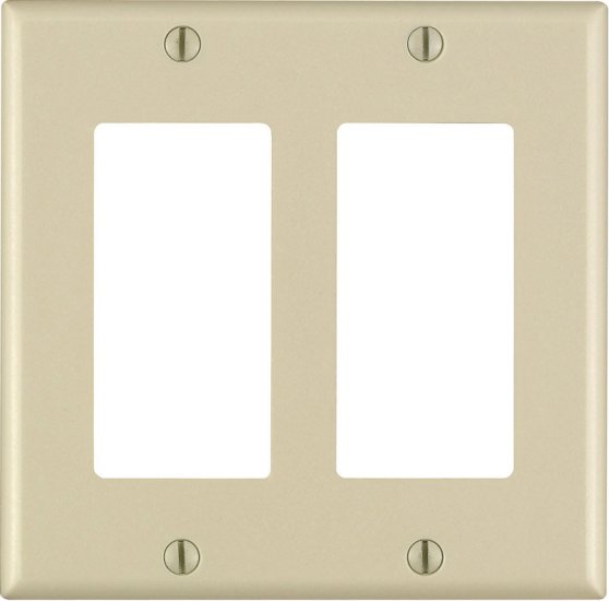 (image for) Ivory 2 gang Thermoset Plastic GFCI/Rocker Wall P