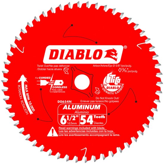 (image for) Diablo 6-1/2 in. D X 5/8 in. Carbide Circular Saw Blade 54 teeth