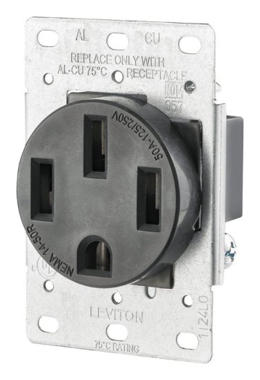 (image for) 50 amps 125/250 volt Black Outlet 14-50R 1 pk