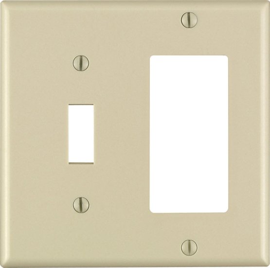 (image for) Ivory 2 gang Thermoset Plastic GFCI/Rocker/Toggle