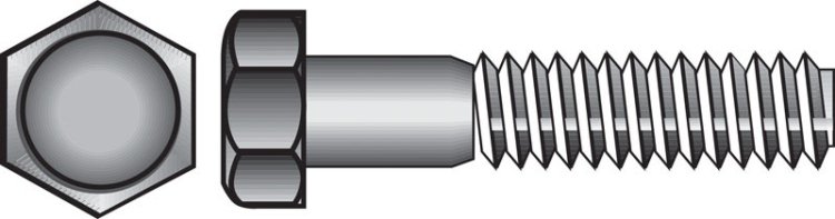(image for) 5/8 in. Dia. x 7-1/2 in. L Zinc Plated Steel Hex Bolt 25