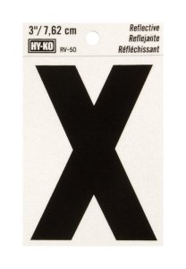 (image for) 3 in. Reflective Black Vinyl Self-Adhesive Letter X 1 pc.