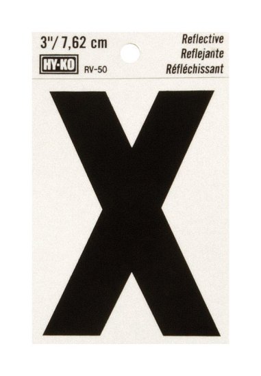 (image for) 3 in. Reflective Black Vinyl Self-Adhesive Letter X 1 pc.