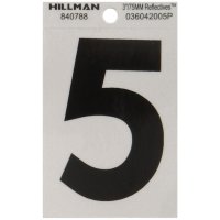 (image for) Hillman 3 in. Reflective Black Vinyl Self-Adhesive Number 5 1 pc