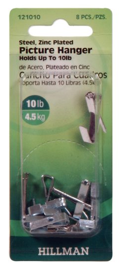(image for) AnchorWire Silver Conventional Picture Hanger 10 lb. 8 p