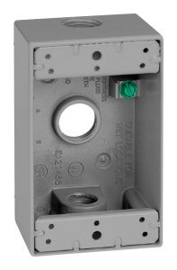 (image for) 4-1/2 in. Rectangle Metallic 1 gang Weatherproof 1/2" 3-Hole