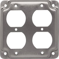 (image for) Square Steel 2 gang Box Cover For 2 Duplex Receptacles