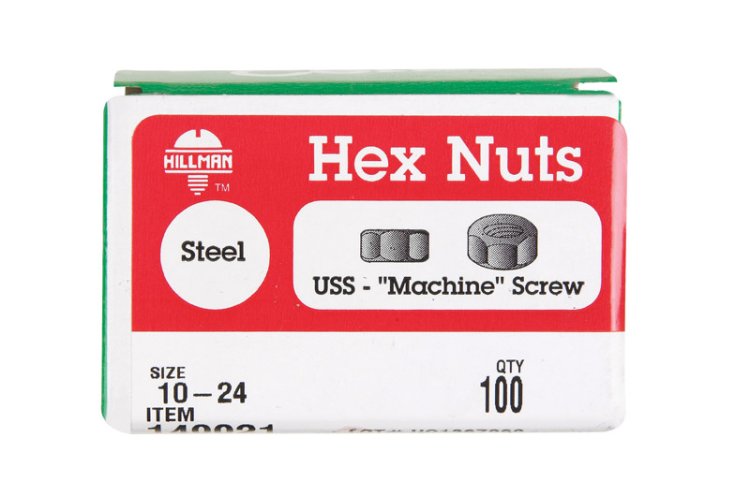 (image for) 10 in. Zinc-Plated Steel SAE Screw Nut 100 pk