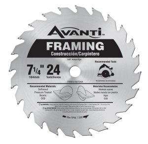 (image for) Avanti 7-1/4 in. Dia. x 5/8 in. Carbide Tip Steel Framing Blade