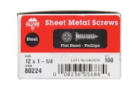 (image for) No. 12 x 1-1/4 in. L Phillips Flat Head Zinc-Plated Stee