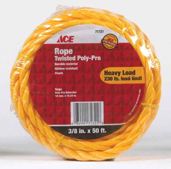 (image for) 3/8 in. Dia. x 50 ft. L Yellow Twisted Poly Rope