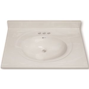 (image for) 31 in. x 22 in. Custom Vanity Top Sink in White Swirl