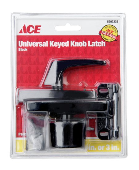 (image for) Black Steel Keyed Universal Knob Latch 1 pk