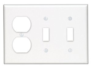 (image for) White 3 gang Thermoset Plastic Duplex/Toggle Wall Plate