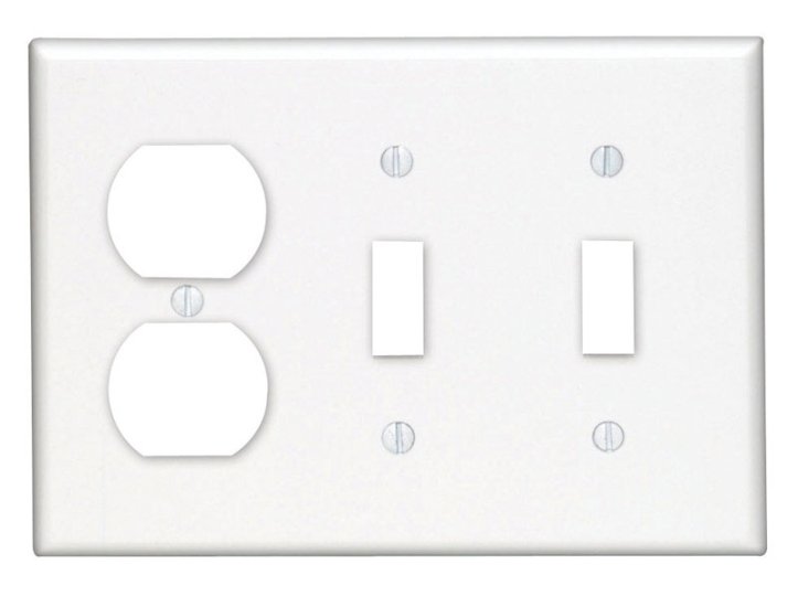 (image for) White 3 gang Thermoset Plastic Duplex/Toggle Wall Plate