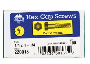 (image for) 1/4 in. Dia. x 1-1/4 in. L Heat Treated Steel Hex Head C