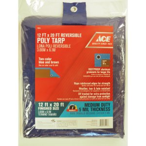 (image for) 12 ft. W x 20 ft. L Medium Duty Polyethylene Tarp Blue/Brown