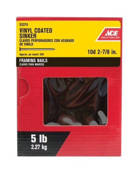 (image for) 10D 2-7/8 in. Sinker Vinyl Steel Nail Checkered 5 lb.