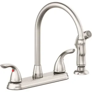 (image for) High Arc Two Handle Brushed Nickel Kitchen Faucet w/ spray