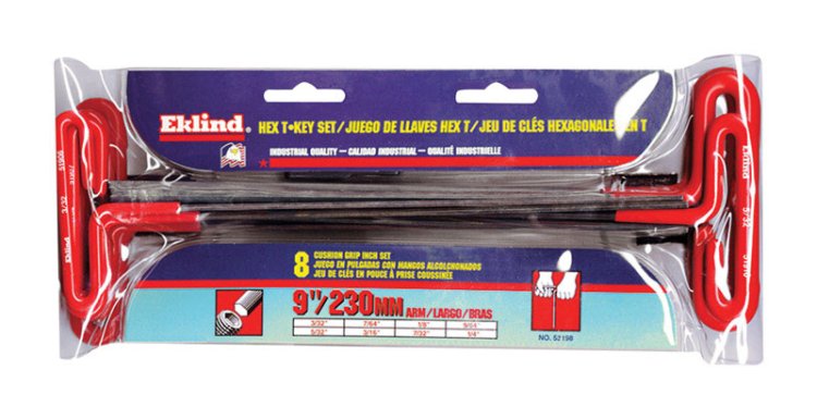 (image for) 3/32" to 1/4" SAE T-Handle Hex Key Set 9 in. 8 pc.