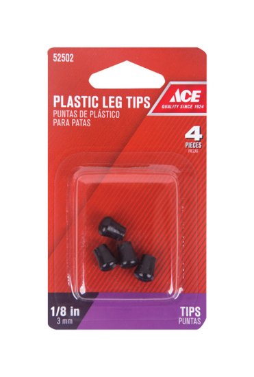 (image for) Plastic Leg Tip Black Round 1/8 in. W 4 pk