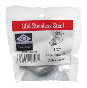 (image for) 1/2 in. FPT x 1/2 in. Dia. FPT Stainless Steel 90 D