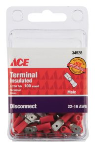 (image for) Insulated Wire Male Disconnect Red 100 pk