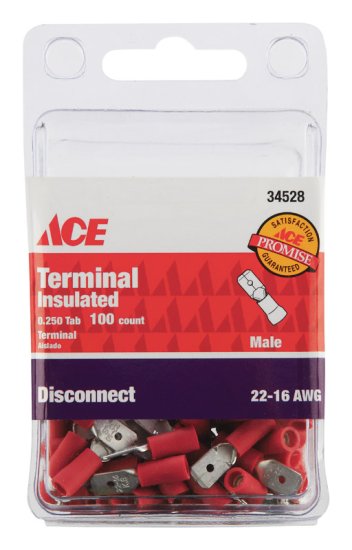 (image for) Insulated Wire Male Disconnect Red 100 pk