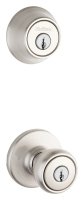 (image for) Satin Nickel Entry Knob and Single Cylinder Deadbolt Tylo