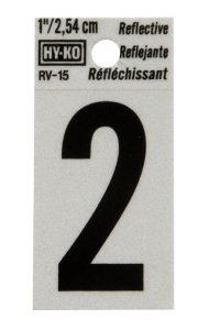 (image for) 1 in. Reflective Black Vinyl Self-Adhesive Number 2 1 pc.