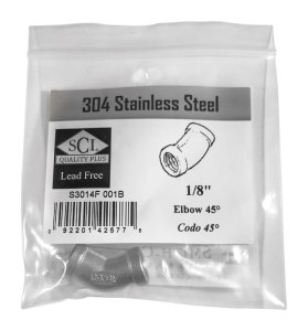 (image for) 1/8 in. FPT x 1/8 in. Dia. FPT Stainless Steel 45 D